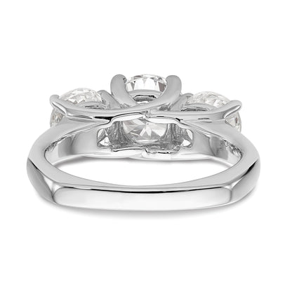 1.00ct. CZ Solid Real 14K White Gold 3-Stone Engagement Ring