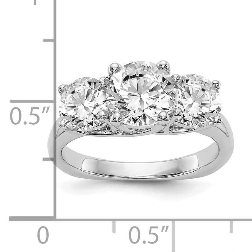 1.00ct. CZ Solid Real 14K White Gold 3-Stone Engagement Ring