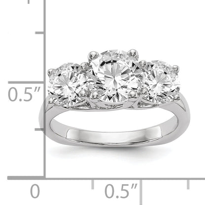1.00ct. CZ Solid Real 14K White Gold 3-Stone Engagement Ring