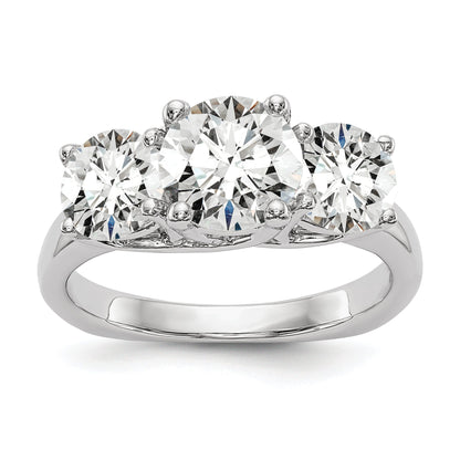 1.00ct. CZ Solid Real 14K White Gold 3-Stone Engagement Ring