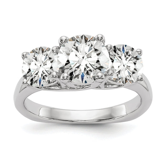 1.00ct. CZ Solid Real 14K White Gold 3-Stone Engagement Ring