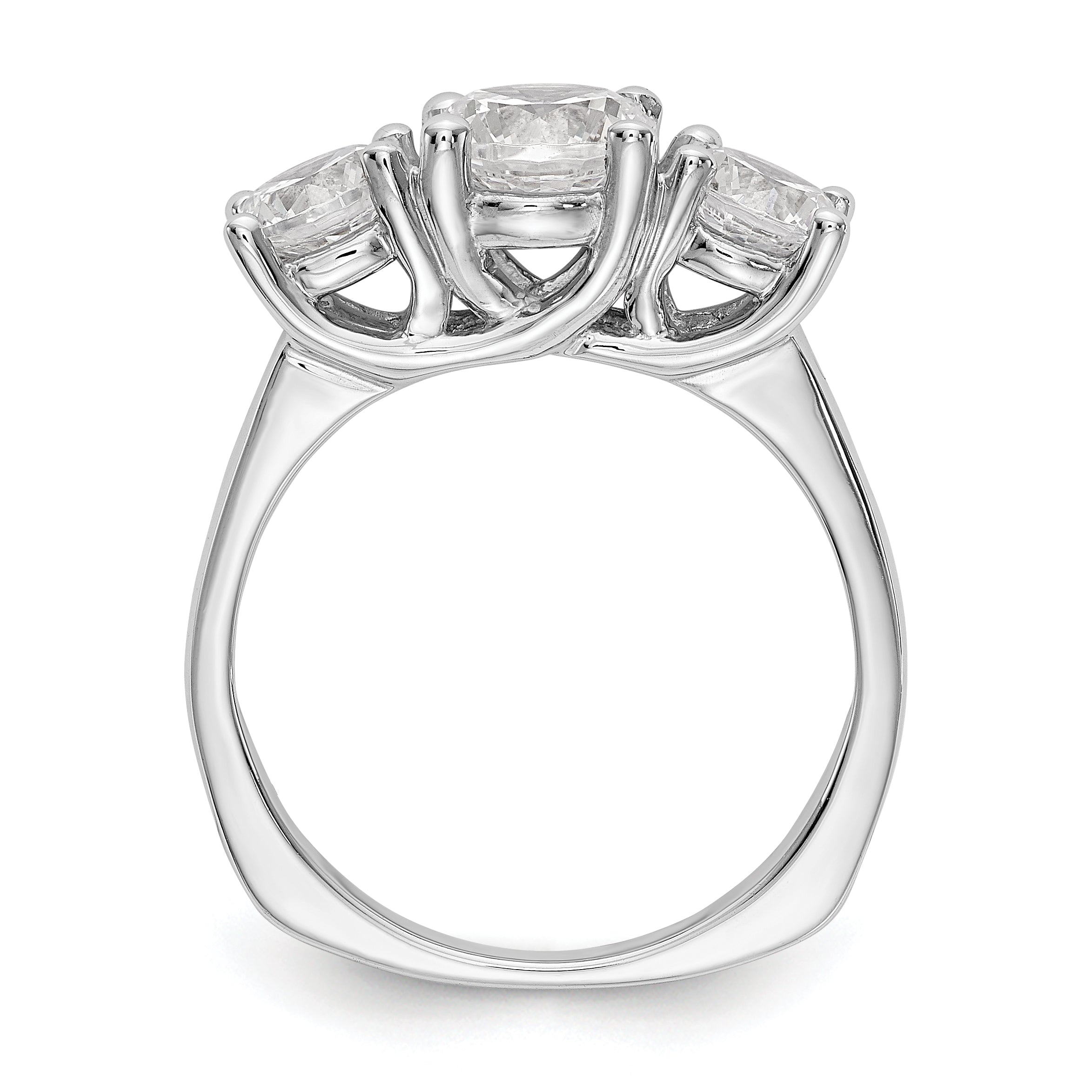 1.50ct. CZ Solid Real 14K White Gold 3-Stone  Engagement Ring