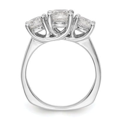 1.50ct. CZ Solid Real 14K White Gold 3-Stone  Engagement Ring