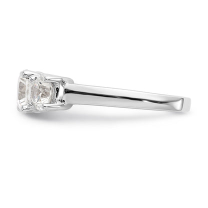 1.50ct. CZ Solid Real 14K White Gold 3-Stone  Engagement Ring