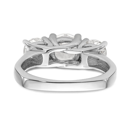 1.50ct. CZ Solid Real 14K White Gold 3-Stone  Engagement Ring