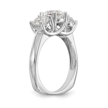 1.50ct. CZ Solid Real 14K White Gold 3-Stone  Engagement Ring