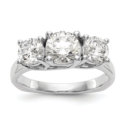 1.50ct. CZ Solid Real 14K White Gold 3-Stone  Engagement Ring