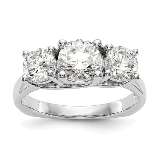 1.50ct. CZ Solid Real 14K White Gold 3-Stone  Engagement Ring