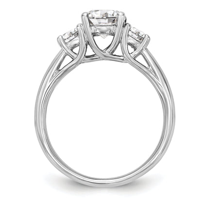 1.00ct. CZ Solid Real 14K White Gold 3-Stone Engagement Ring