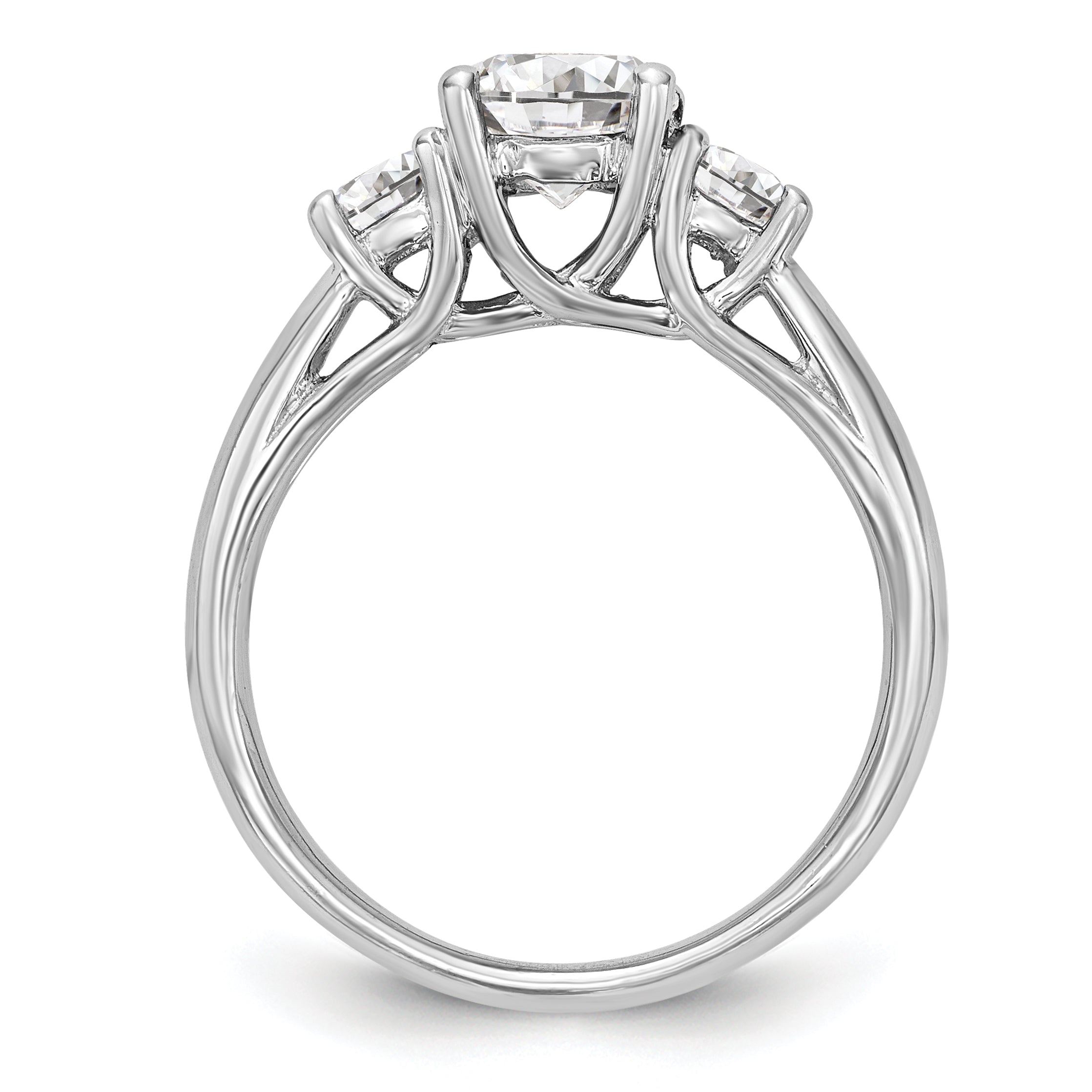 0.75ct. CZ Solid Real 14K White Gold 3-Stone Engagement Ring