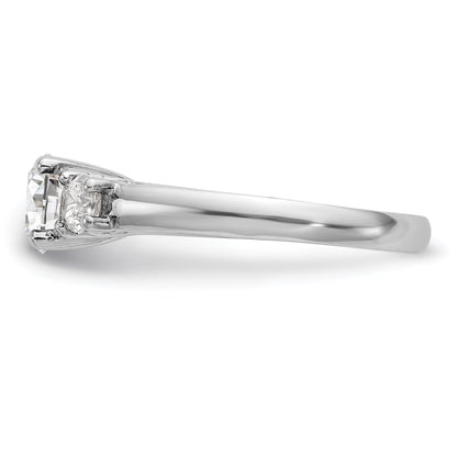 0.17ct. CZ Solid Real 14K White Gold 3-Stone Engagement Ring
