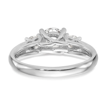 0.13ct. CZ Solid Real 14K White Gold 3-Stone Engagement Ring