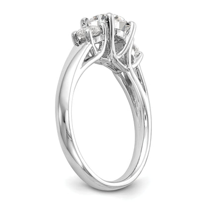 0.13ct. CZ Solid Real 14K White Gold 3-Stone Engagement Ring