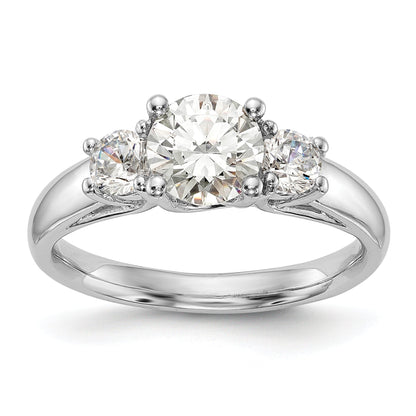 0.75ct. CZ Solid Real 14K White Gold 3-Stone Engagement Ring