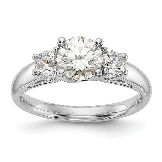 0.75ct. CZ Solid Real 14K White Gold 3-Stone Engagement Ring
