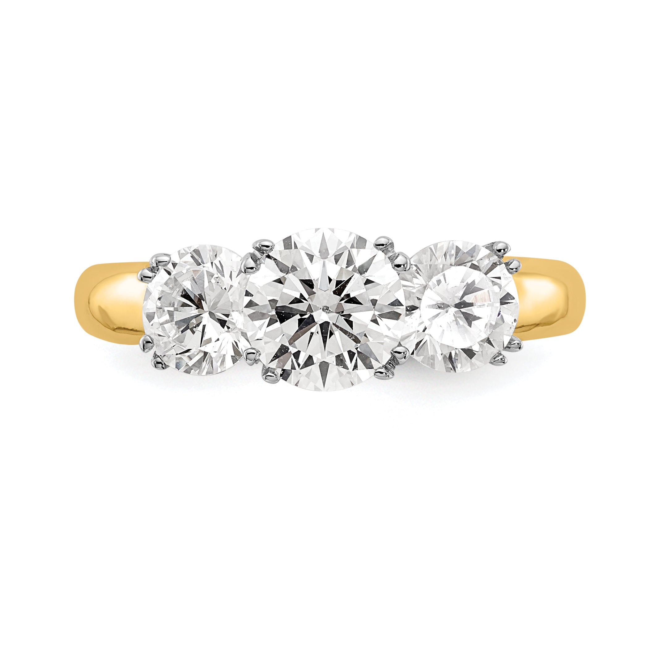 1.00ct. CZ Solid Real 14K Two-tone 3-Stone Engagement Ring