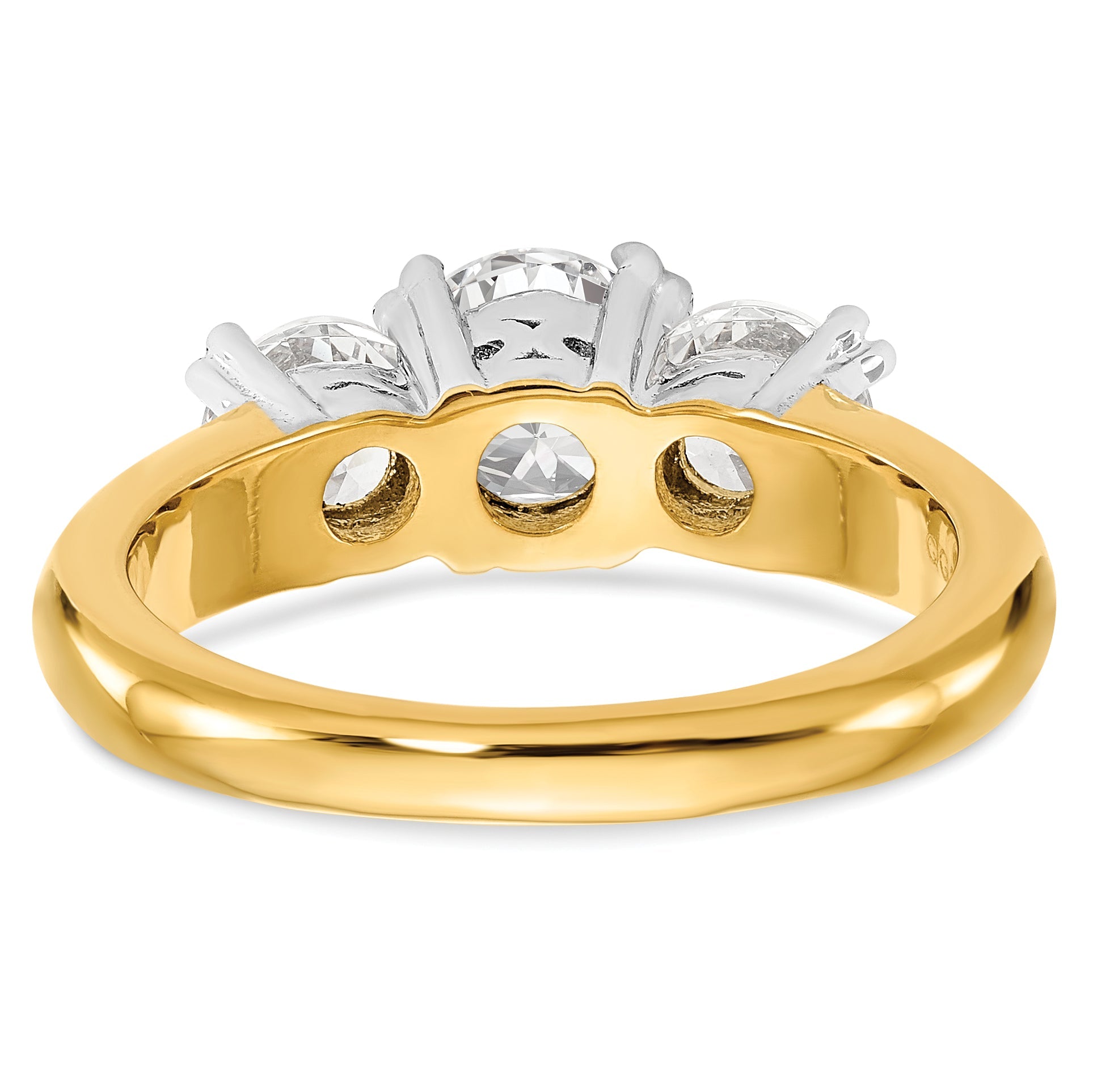1.00ct. CZ Solid Real 14K Two-tone 3-Stone Engagement Ring