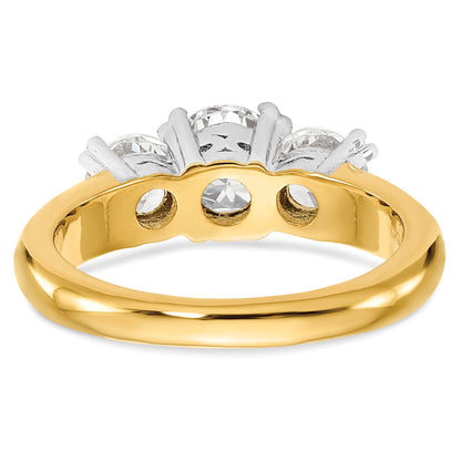 1.00ct. CZ Solid Real 14K Two-tone 3-Stone Engagement Ring
