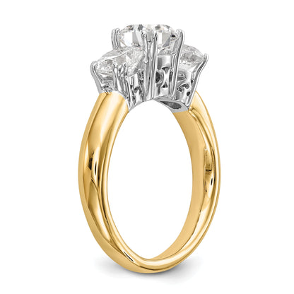 1.00ct. CZ Solid Real 14K Two-tone 3-Stone Engagement Ring