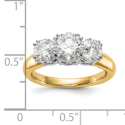 1.00ct. CZ Solid Real 14K Two-tone 3-Stone Engagement Ring