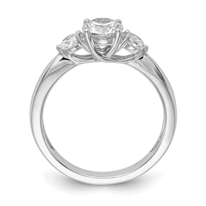 0.75ct. CZ Solid Real 14K White Gold 3-Stone Engagement Ring