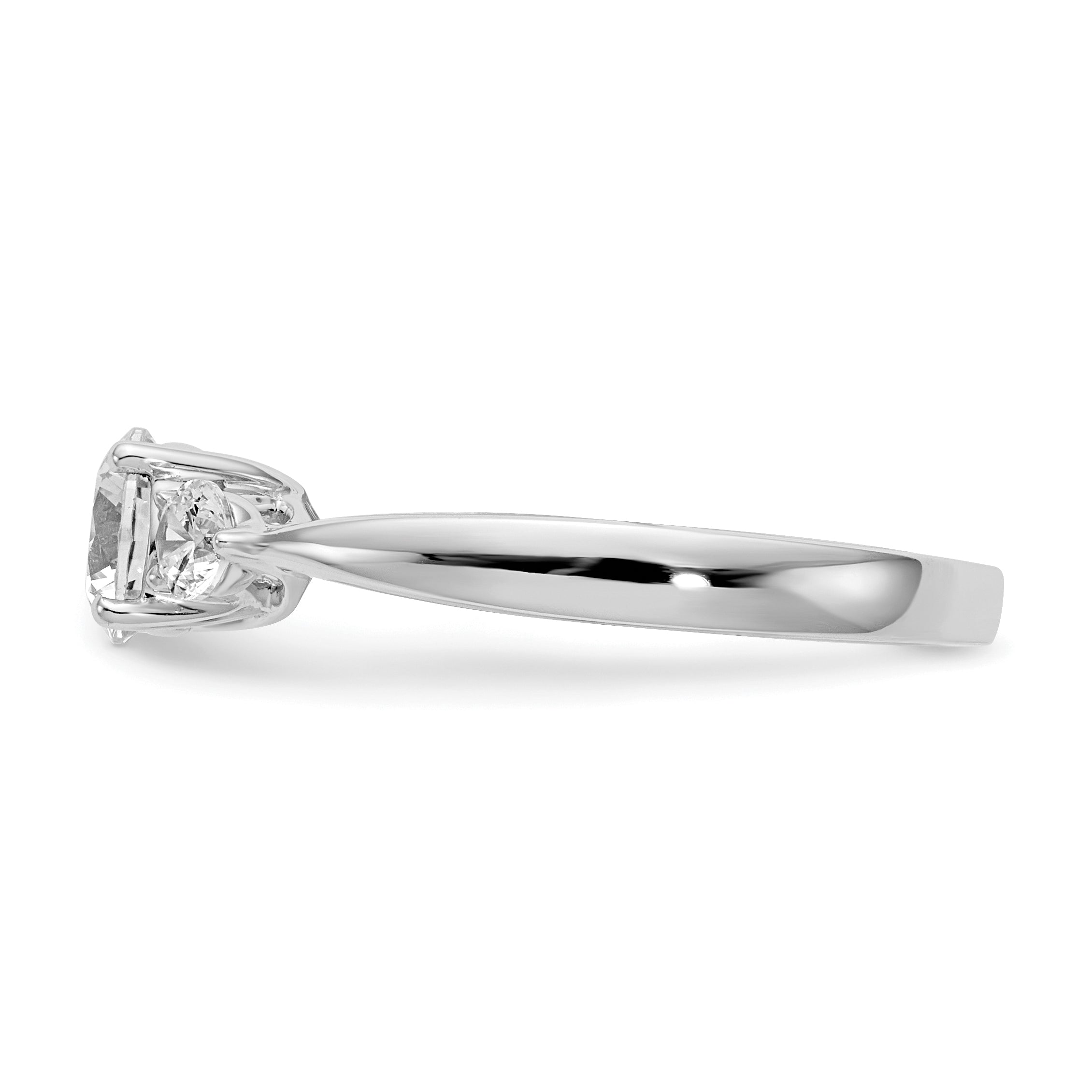 0.75ct. CZ Solid Real 14K White Gold 3-Stone Engagement Ring