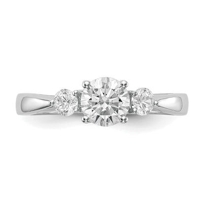 0.75ct. CZ Solid Real 14K White Gold 3-Stone Engagement Ring