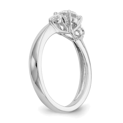 0.75ct. CZ Solid Real 14K White Gold 3-Stone Engagement Ring