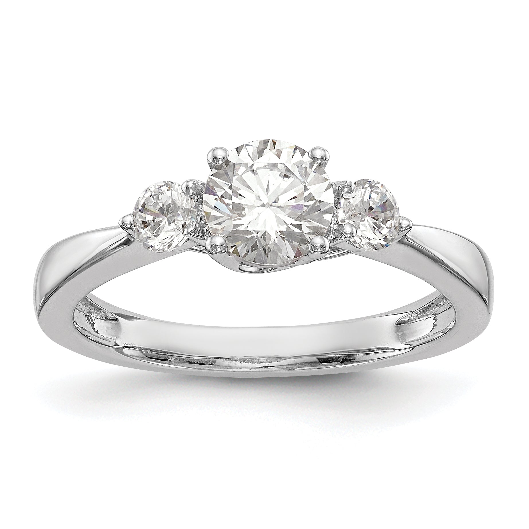 0.75ct. CZ Solid Real 14K White Gold 3-Stone Engagement Ring