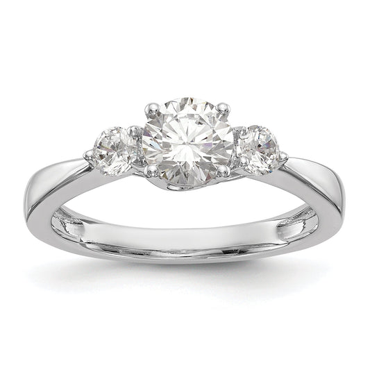 0.75ct. CZ Solid Real 14K White Gold 3-Stone Engagement Ring