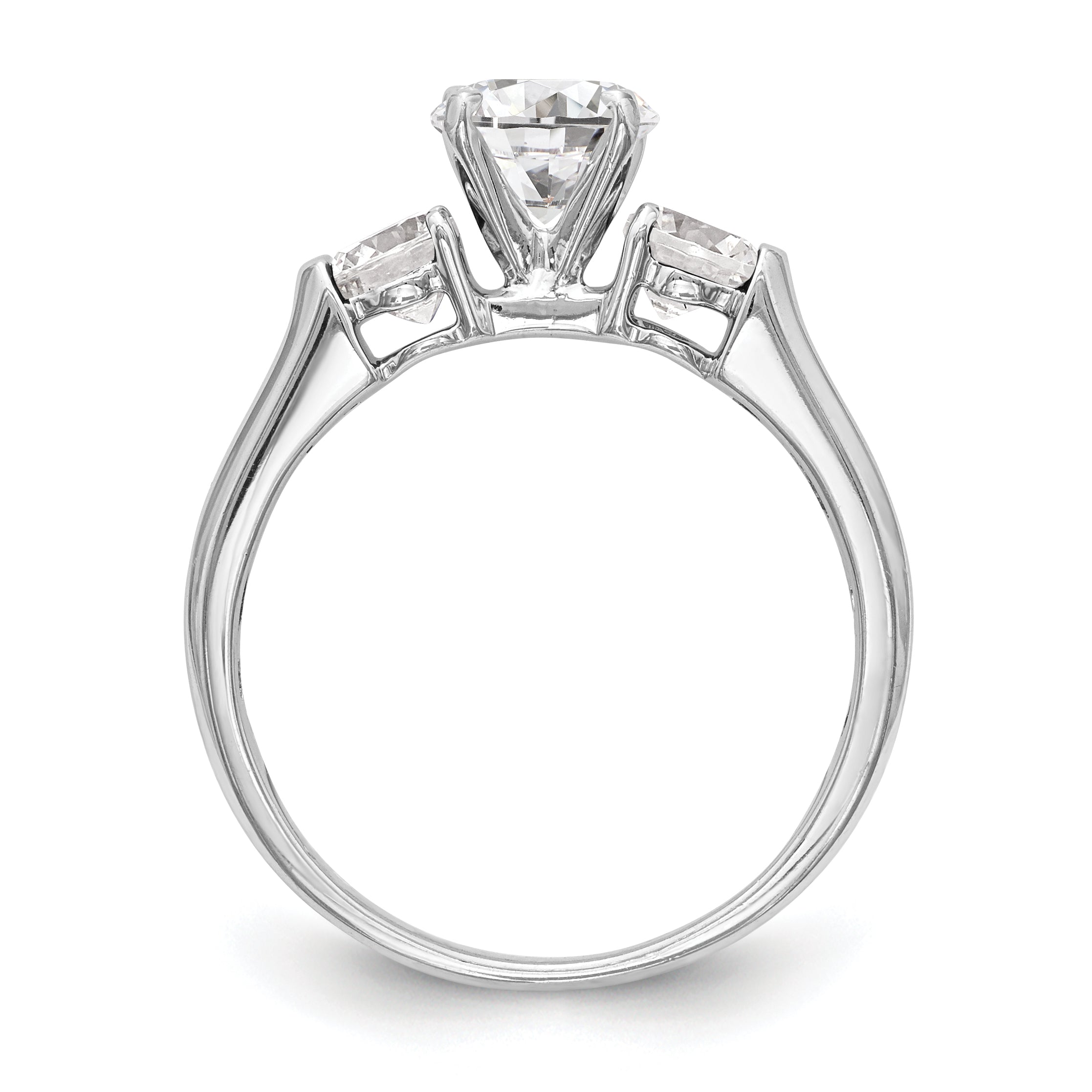 0.44ct. CZ Solid Real 14K White Gold 3-Stone Engagement Ring