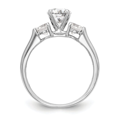 0.44ct. CZ Solid Real 14K White Gold 3-Stone Engagement Ring