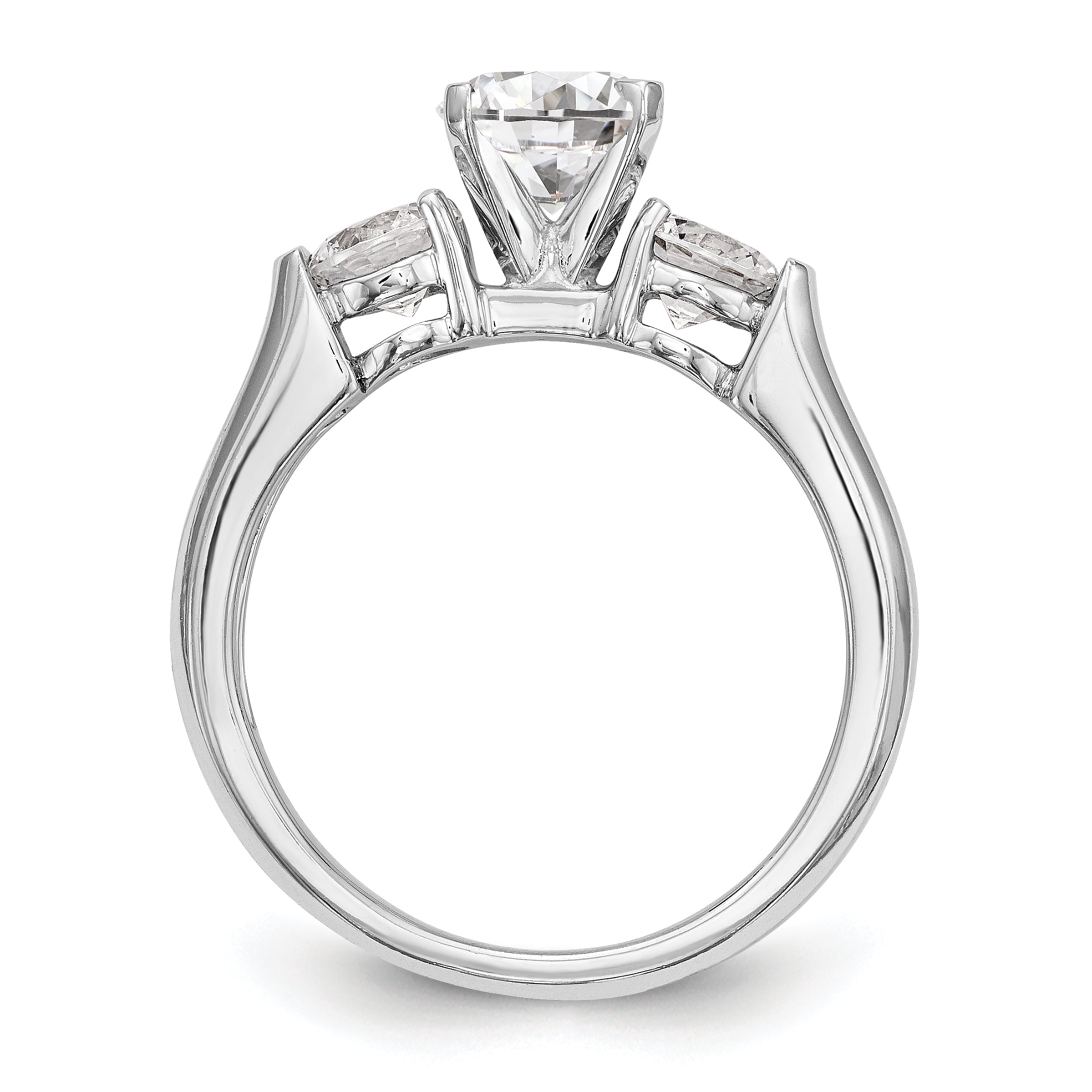 0.75ct. CZ Solid Real 14K White Gold 3-Stone Engagement Ring