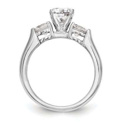 0.75ct. CZ Solid Real 14K White Gold 3-Stone Engagement Ring