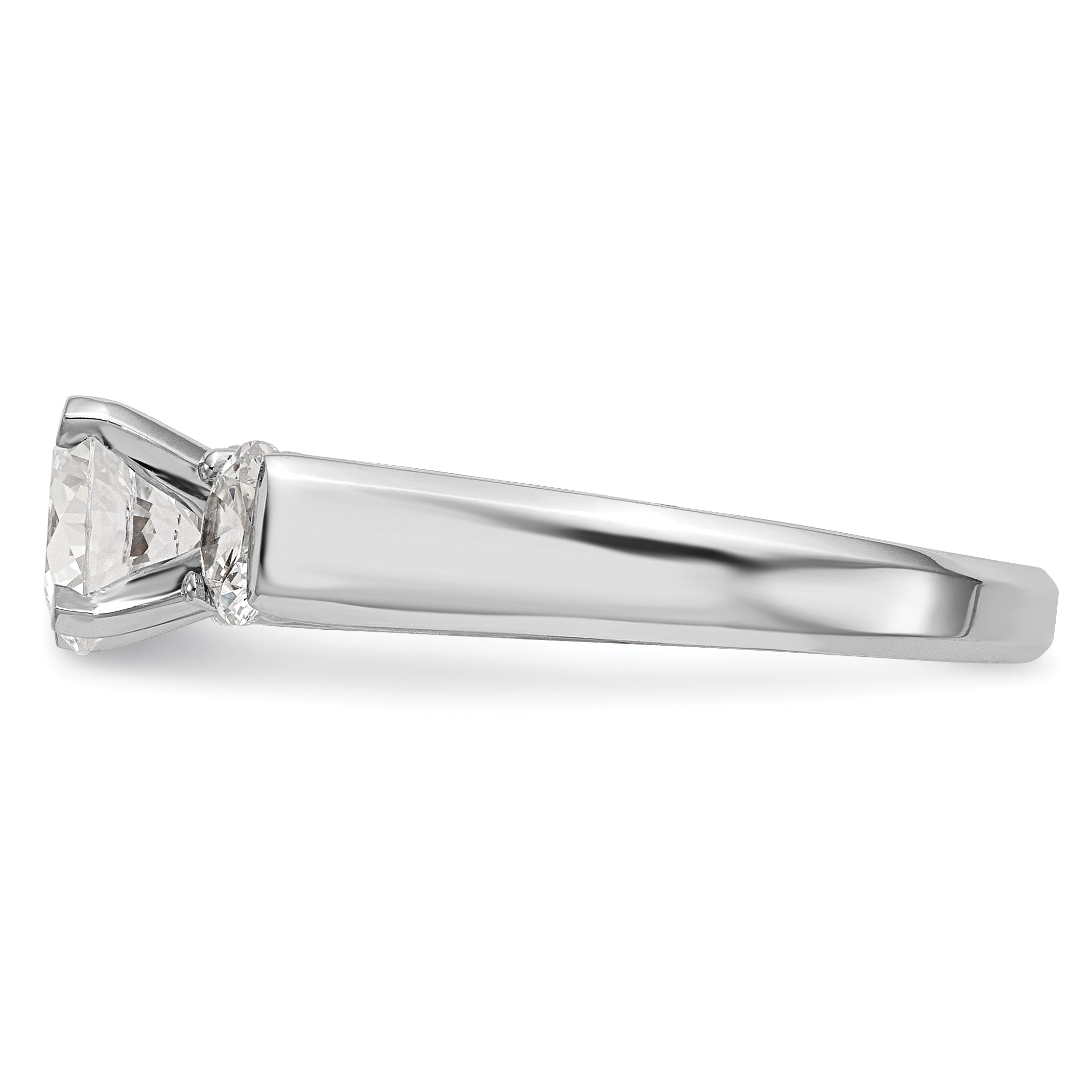 0.75ct. CZ Solid Real 14K White Gold 3-Stone Engagement Ring