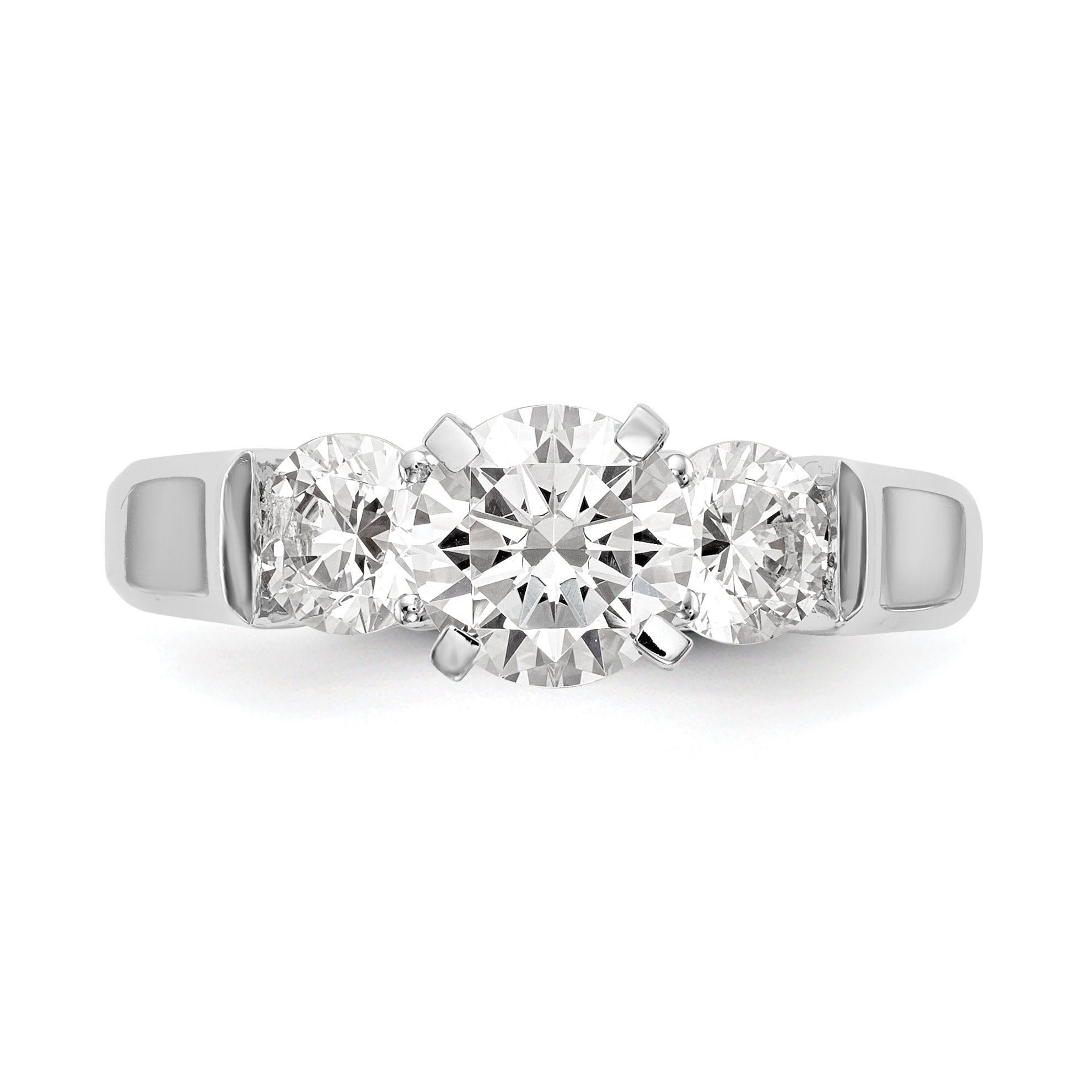 0.75ct. CZ Solid Real 14K White Gold 3-Stone Engagement Ring