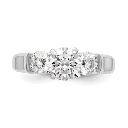 0.75ct. CZ Solid Real 14K White Gold 3-Stone Engagement Ring