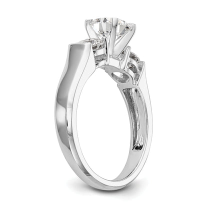 0.75ct. CZ Solid Real 14K White Gold 3-Stone Engagement Ring