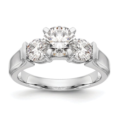 0.75ct. CZ Solid Real 14K White Gold 3-Stone Engagement Ring