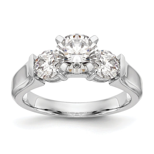 0.75ct. CZ Solid Real 14K White Gold 3-Stone Engagement Ring