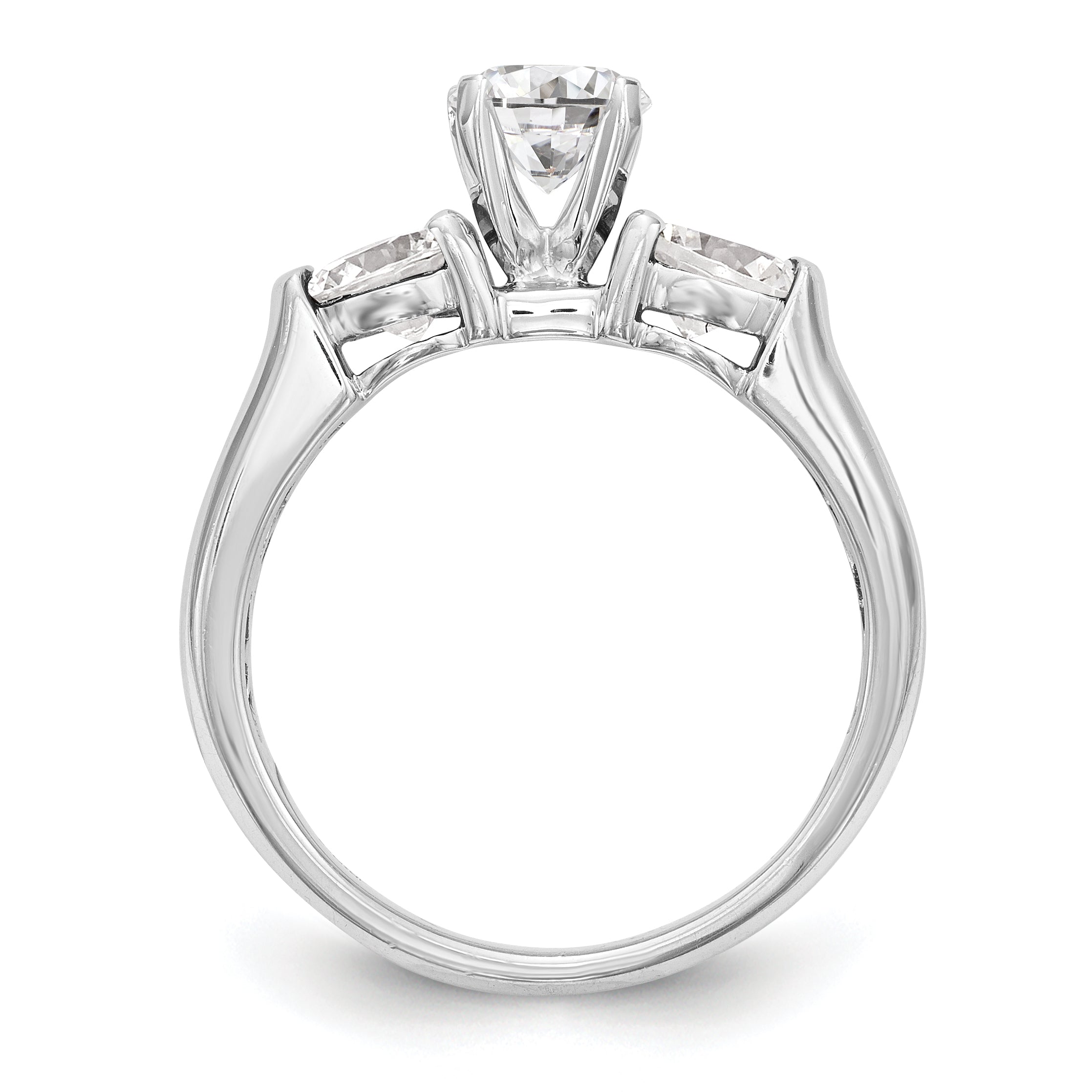 1.00ct. CZ Solid Real 14K White Gold 3-Stone Engagement Ring