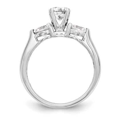 1.00ct. CZ Solid Real 14K White Gold 3-Stone Engagement Ring