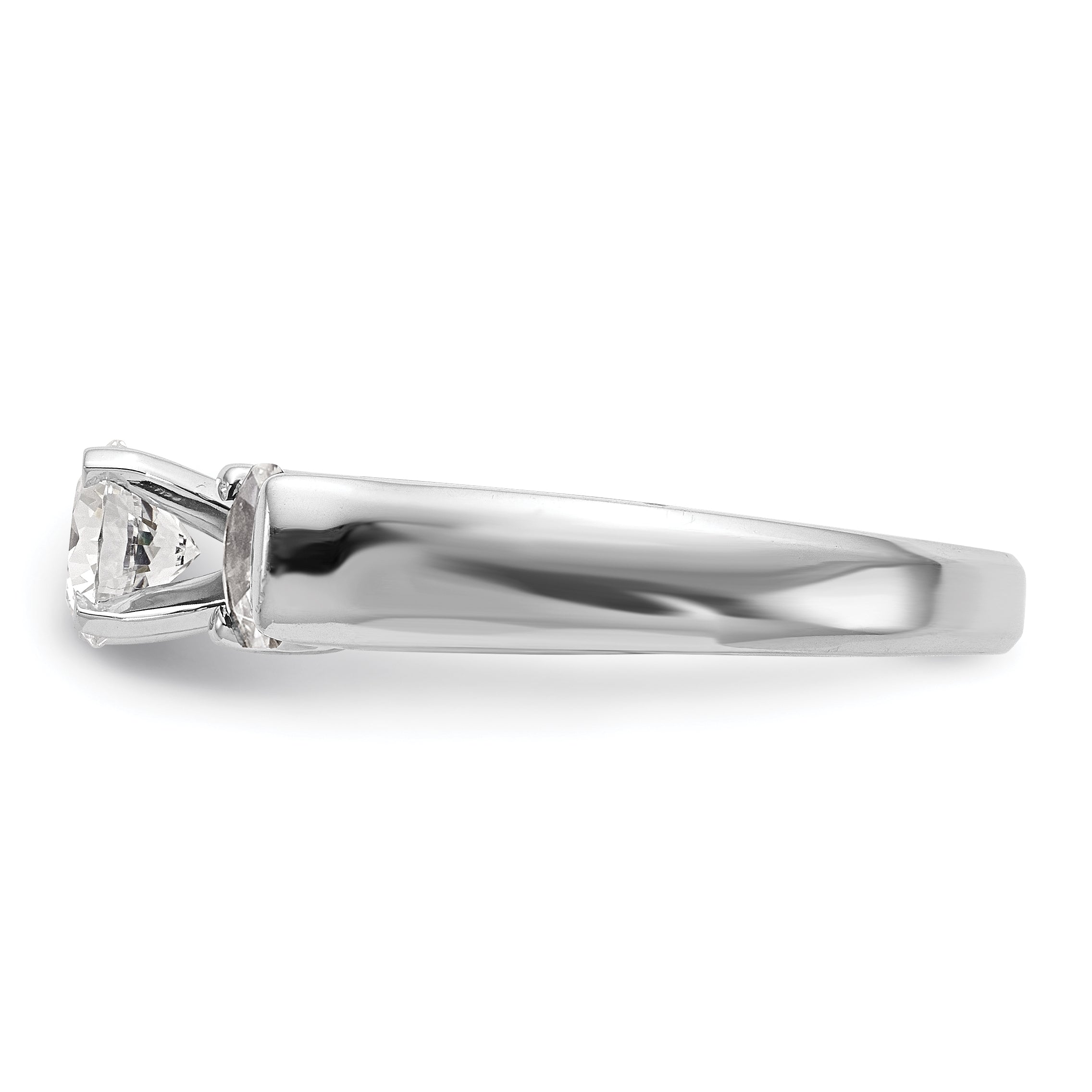 1.00ct. CZ Solid Real 14K White Gold 3-Stone Engagement Ring