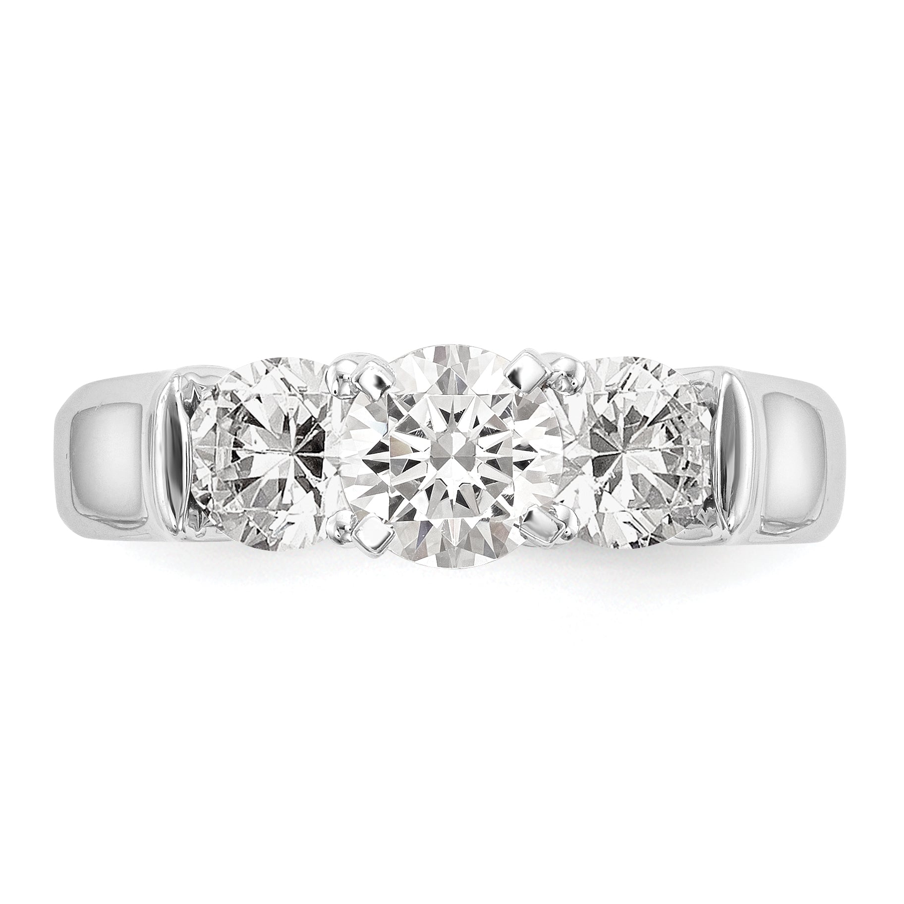 1.00ct. CZ Solid Real 14K White Gold 3-Stone Engagement Ring