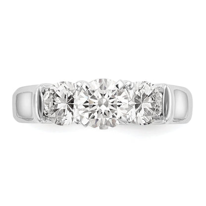 1.00ct. CZ Solid Real 14K White Gold 3-Stone Engagement Ring