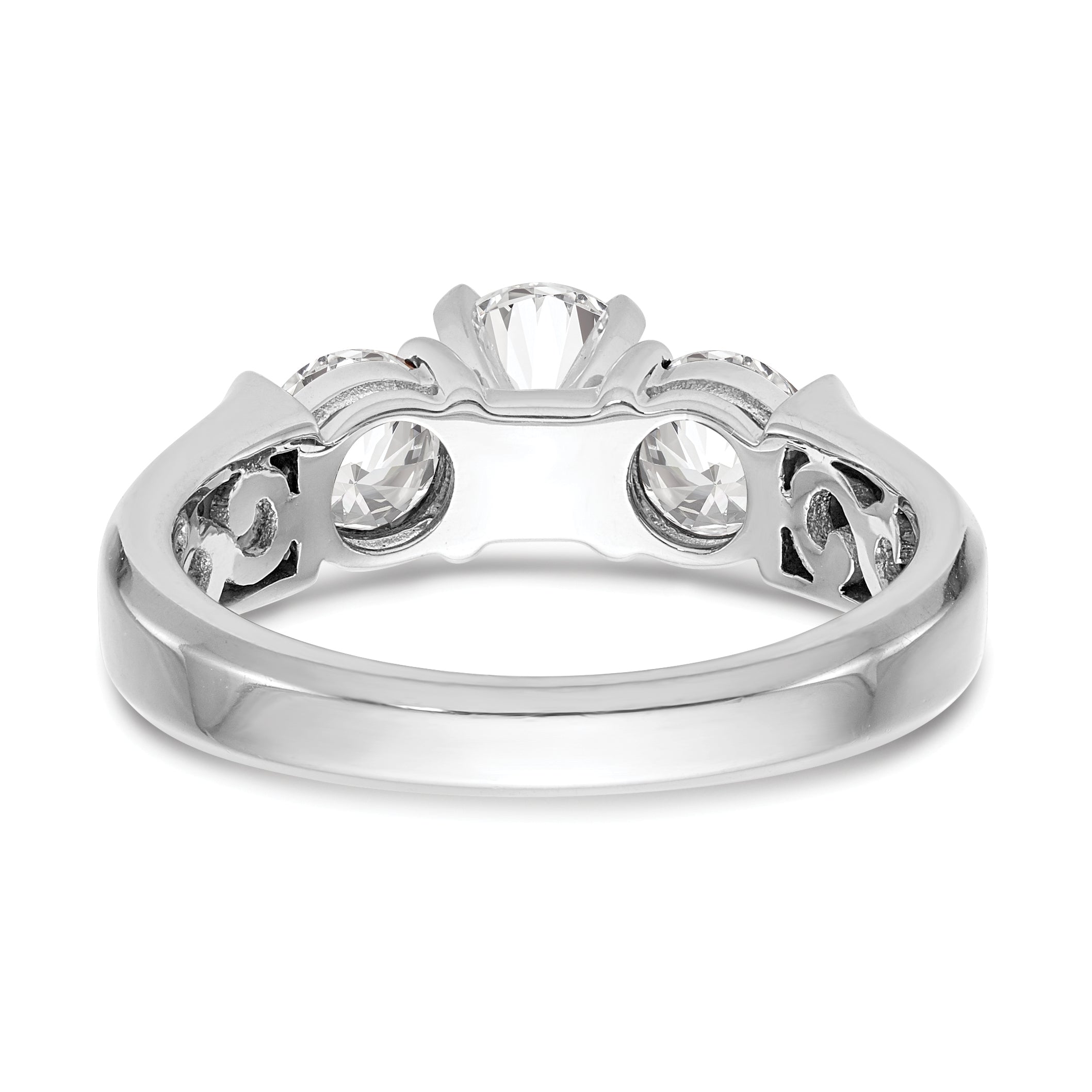 1.00ct. CZ Solid Real 14K White Gold 3-Stone Engagement Ring