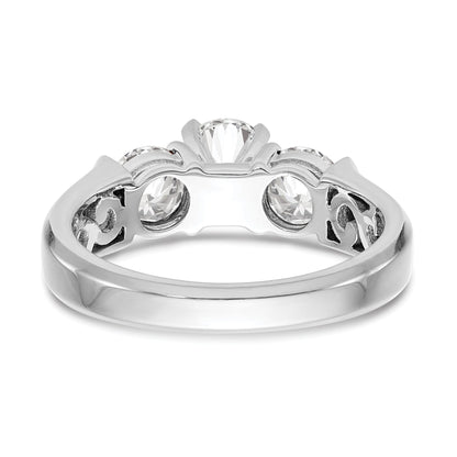 1.00ct. CZ Solid Real 14K White Gold 3-Stone Engagement Ring