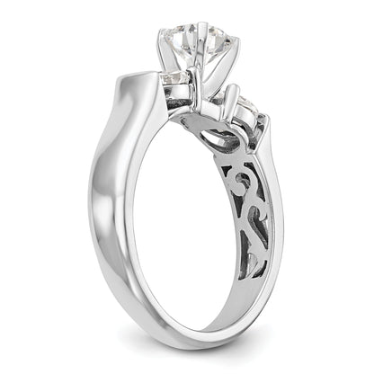 1.00ct. CZ Solid Real 14K White Gold 3-Stone Engagement Ring