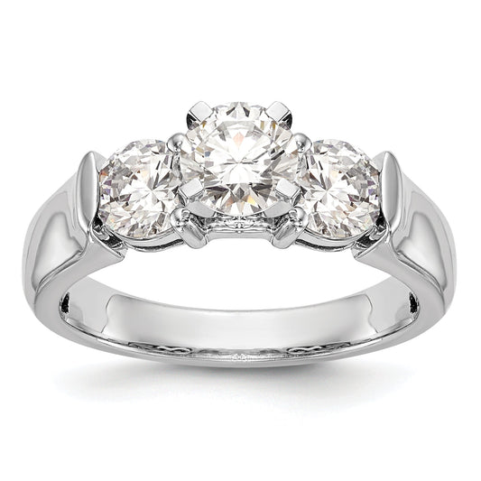 1.00ct. CZ Solid Real 14K White Gold 3-Stone Engagement Ring