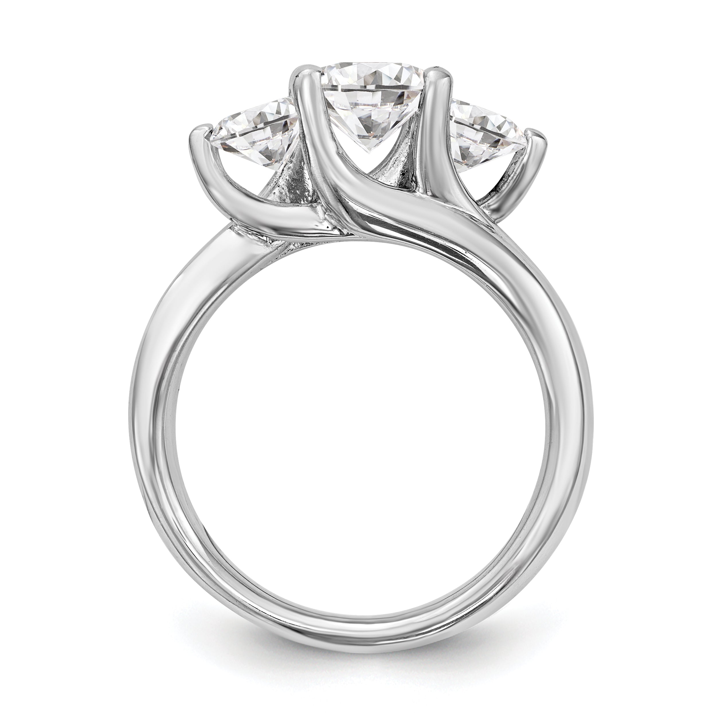 0.38ct. CZ Solid Real 14K White Gold 3-Stone Engagement Ring